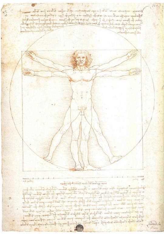 The image is of Leonardo da Vinci’s famous sketch “Homo Mensura” which means, “Man, the measure of all things.” (http://thideology.blogspot.se/2005/10/measure-of-all-things.html)