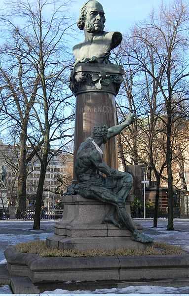 Staty av John Ericsson på Nybroplan i Stockholm