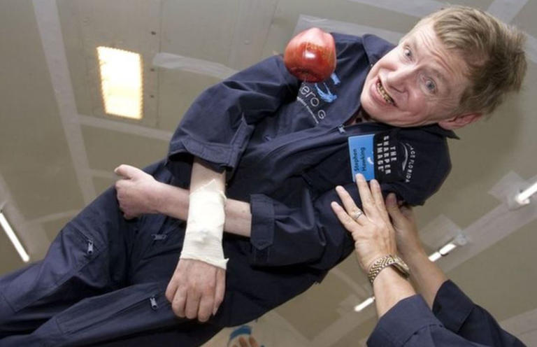 Stephen Hawking boarded a modified Boeing 727 at the Kennedy Space Center in Florida in 2007, which then performed parabolic arcs where the aircraft is in free fall, allowing the passengers to experience moments of weightlessness. Source: https://www.bbc.com/news/in-pictures-43430023 